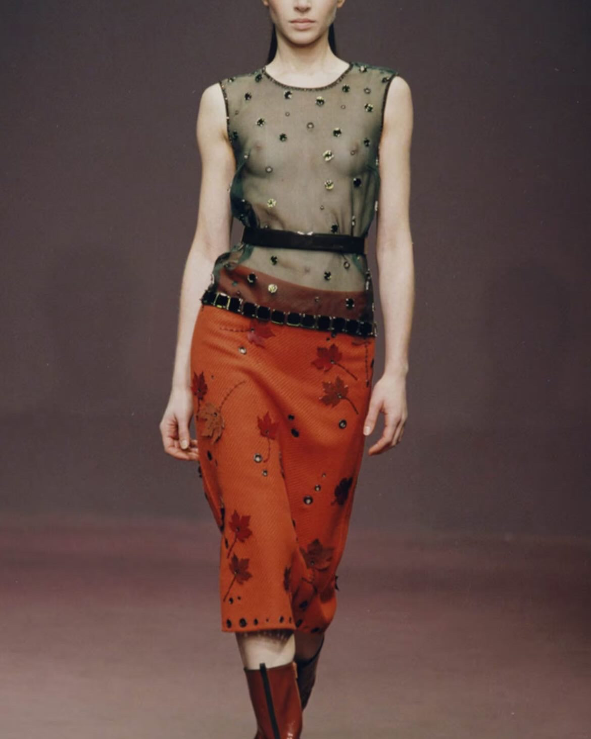 FW 1999 Prada Bug & Leaf Suede Boots