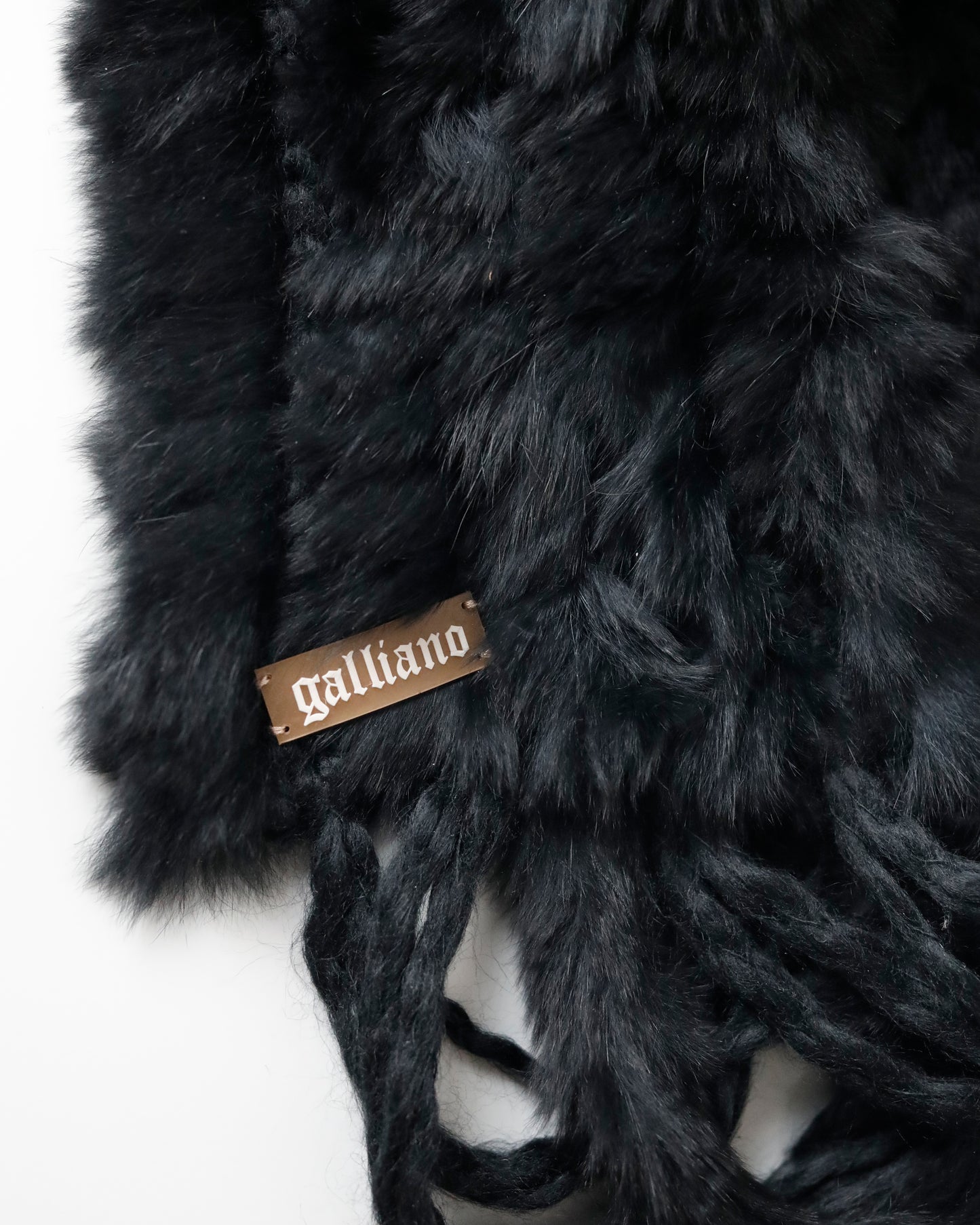 Galliano fur bonnet scarf