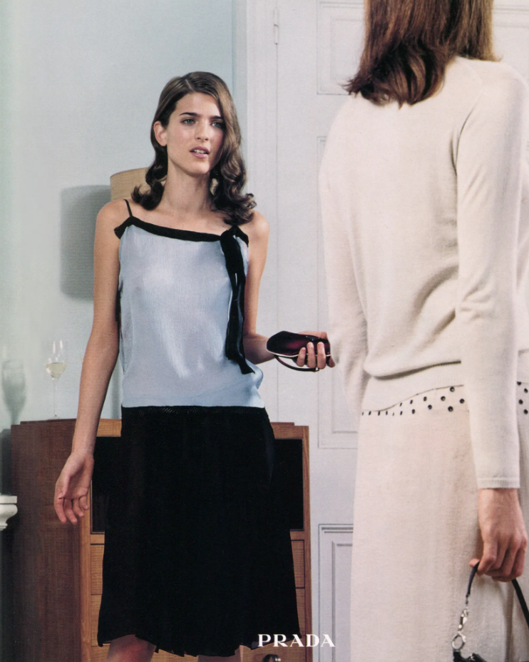 Prada Spring 2000 runway Silk Skirt with eyelets