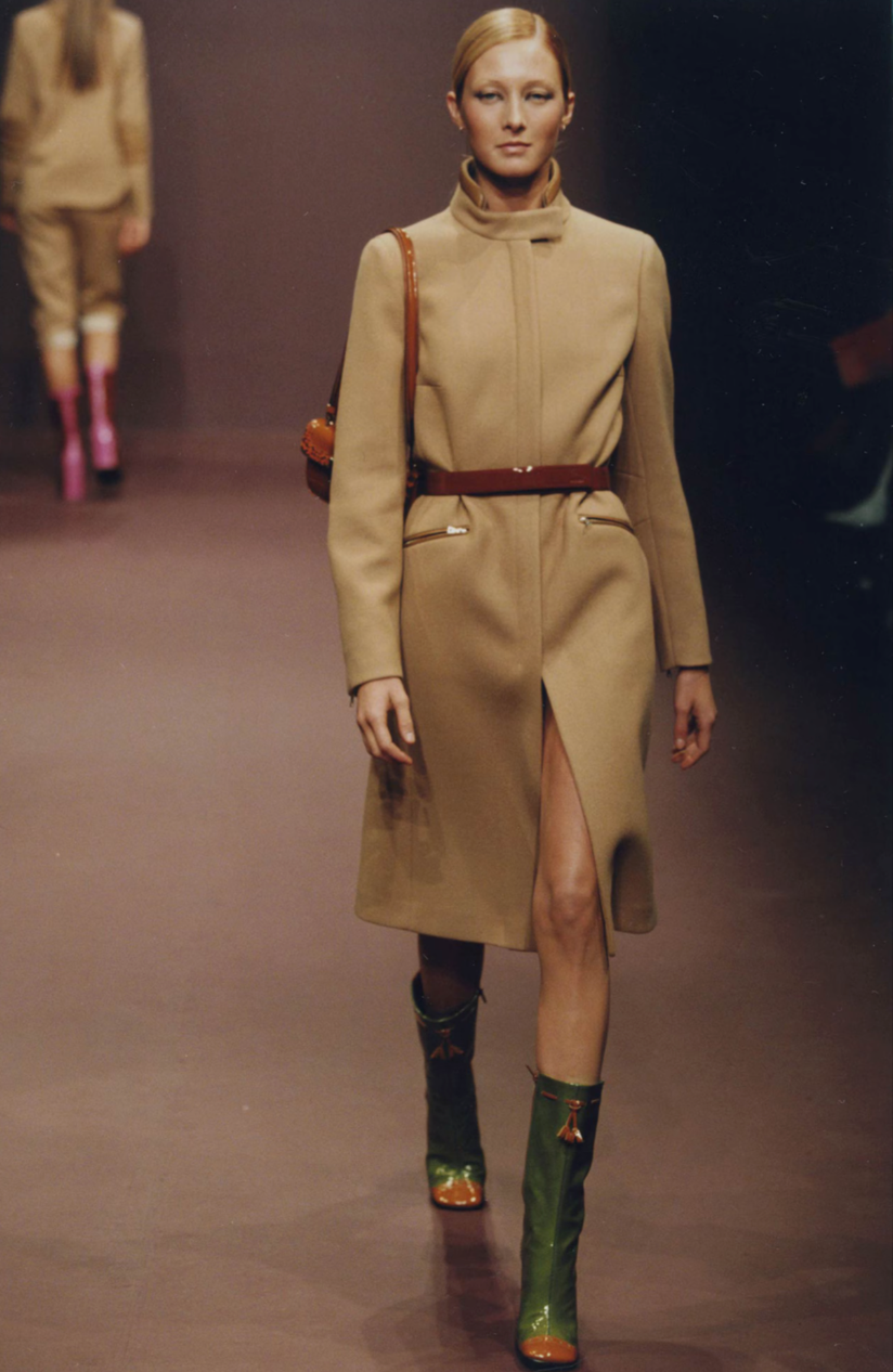FW 1999 Prada Wool Coat with leather applications