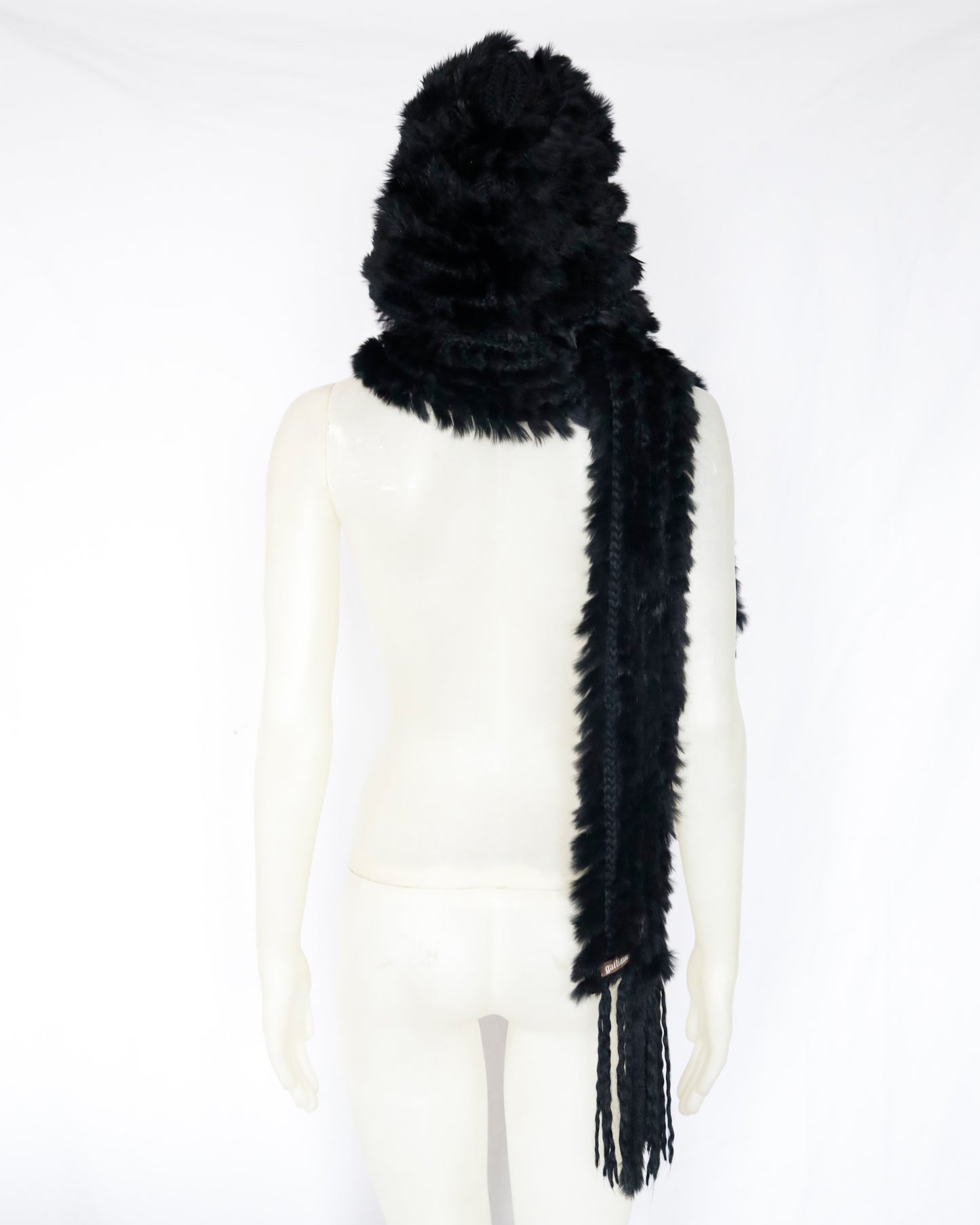 Galliano fur bonnet scarf