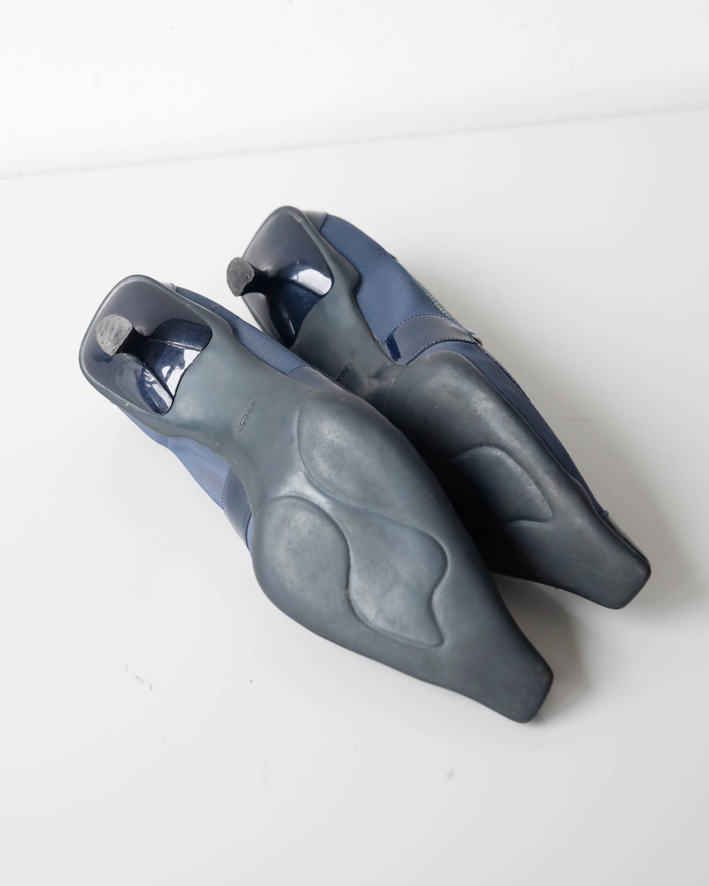 SS 2000 Prada Pointy Leather & Canvas Kitten Heels
