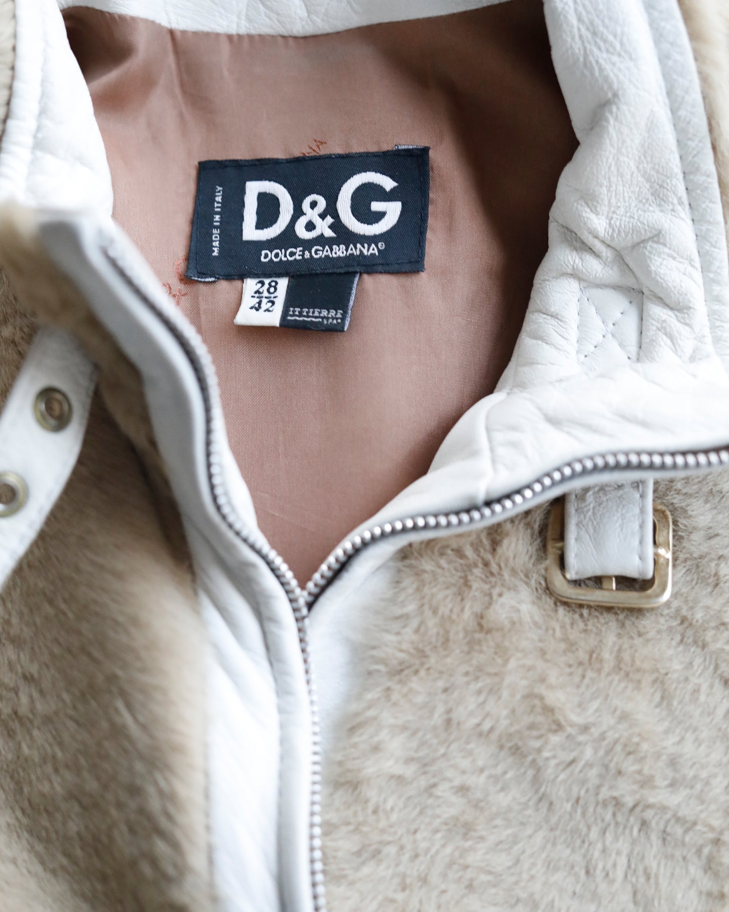 Dolce & Gabbana leather and fur biker jacket hi