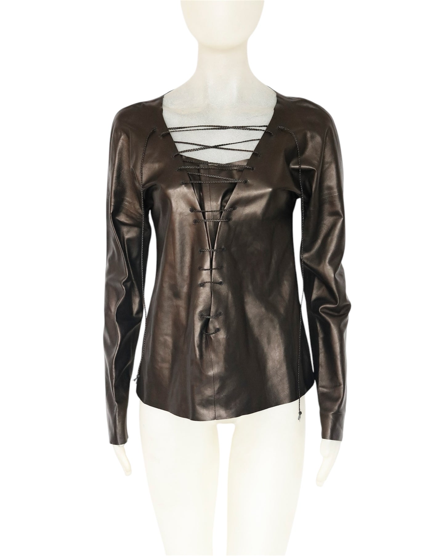 FW 2002 Gucci by Tom Ford Leather Blouse