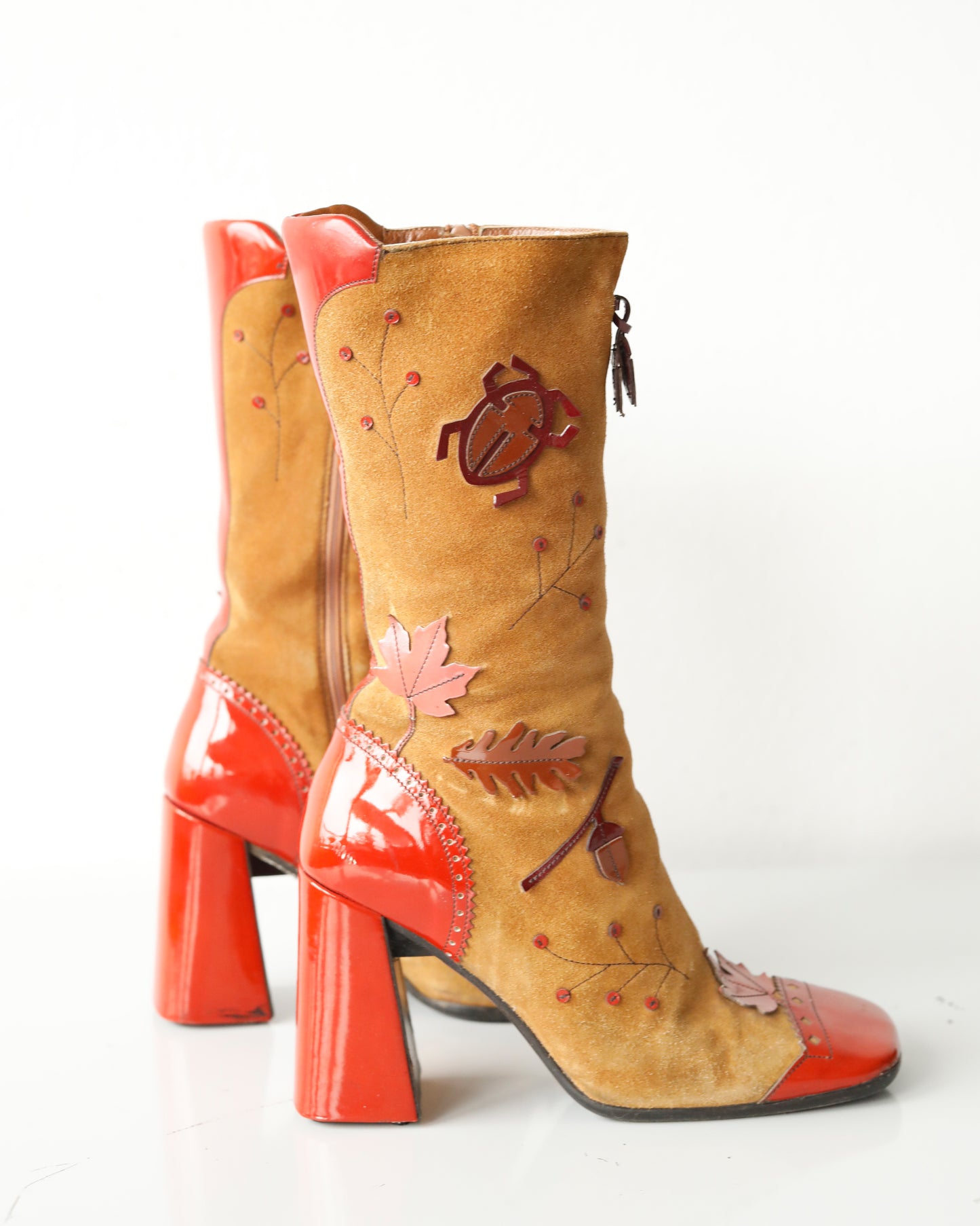 FW 1999 Prada Bug & Leaf Suede Boots
