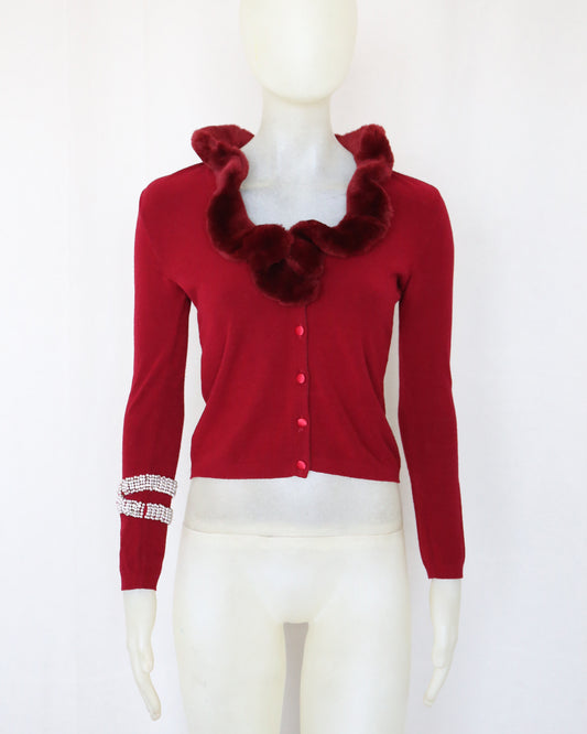 Blumarine Fur Collar Cardigan