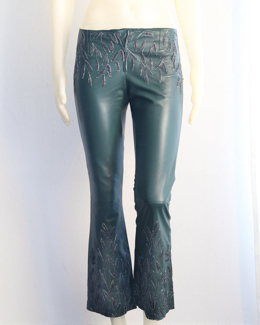 Gucci Fall 1999 embroidered leather pants