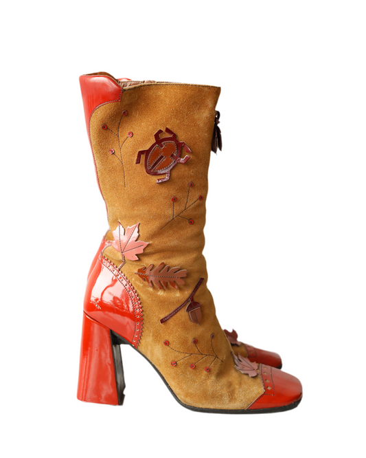 FW 1999 Prada Bug & Leaf Suede Boots