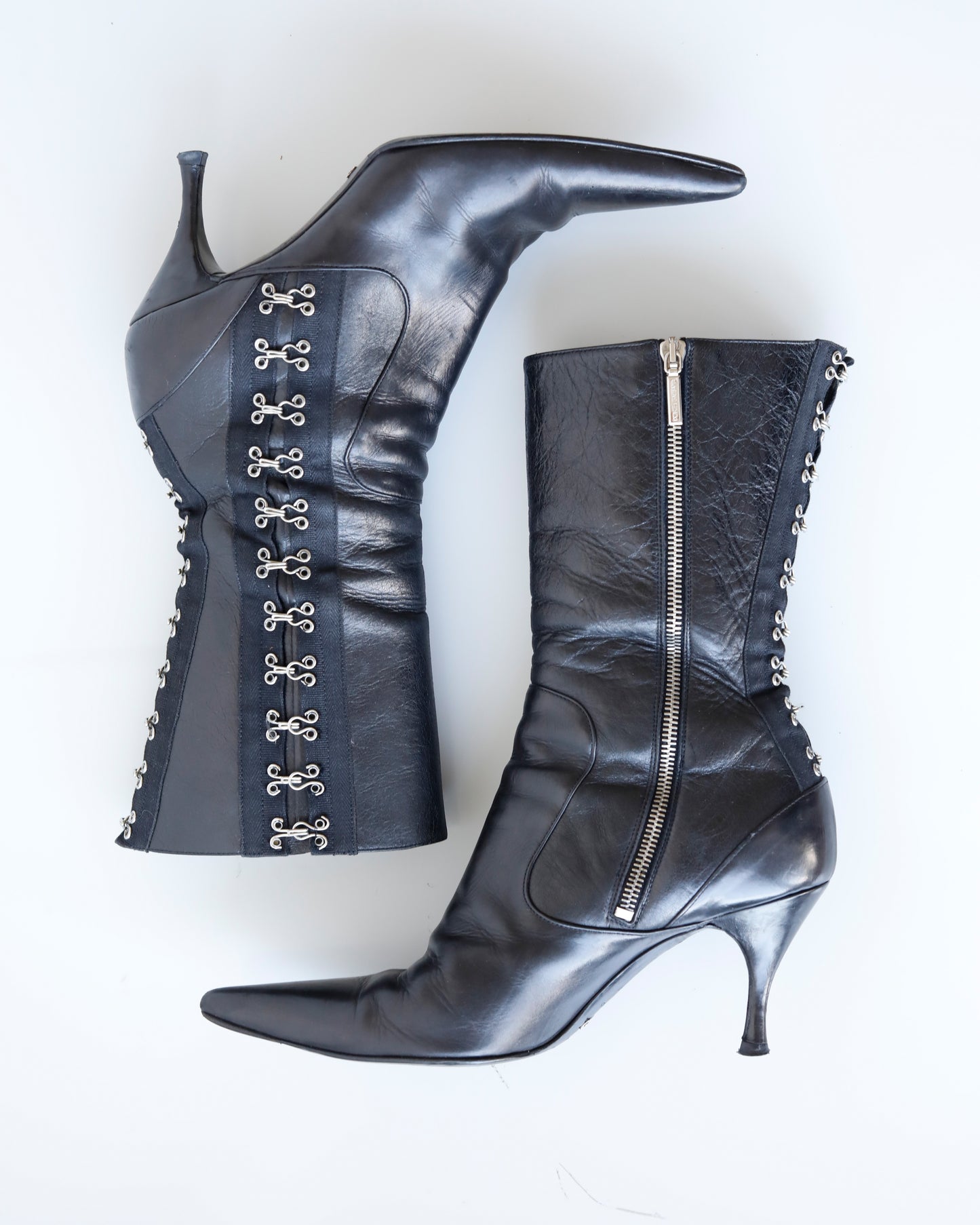 Dolce & Gabbana 2003 hock & eye closure boots
