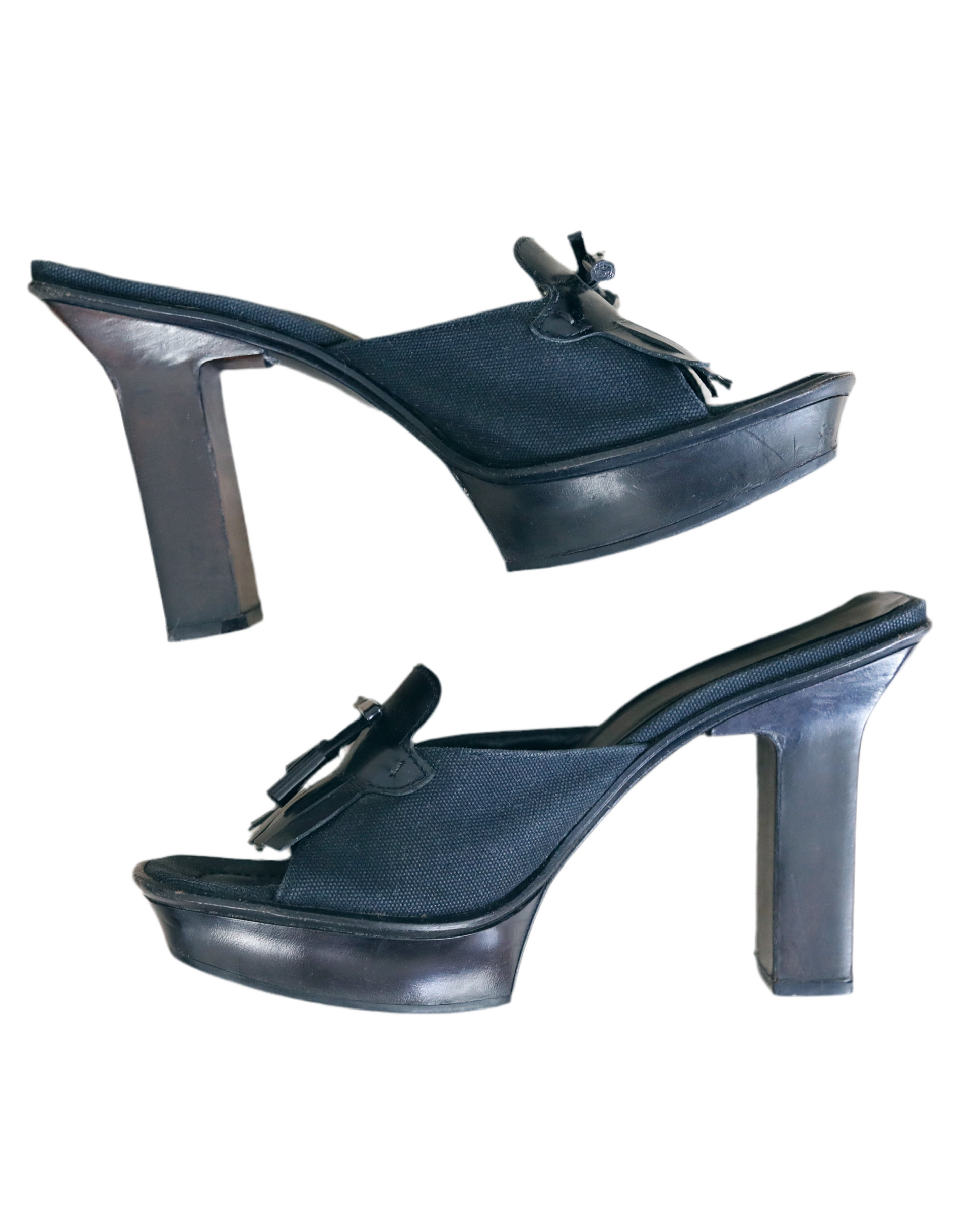 【ドーナッツ】SS1999 PRADA Squaqe Toe Heels Vintage FW 1999 Prada Size 39 Square Toe Snakeskin Block