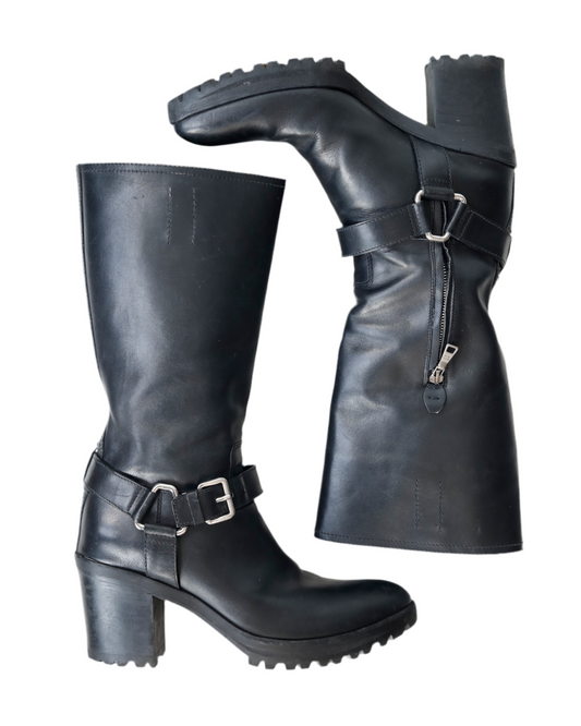 Prada Biker Boots with harness and chunky Sole