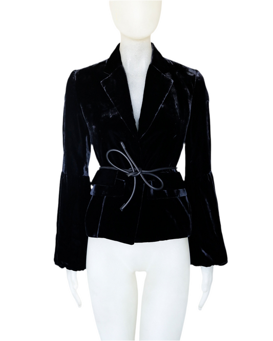 Gucci 1999 by Tom Ford runway velvet jacket with puff sleeves
