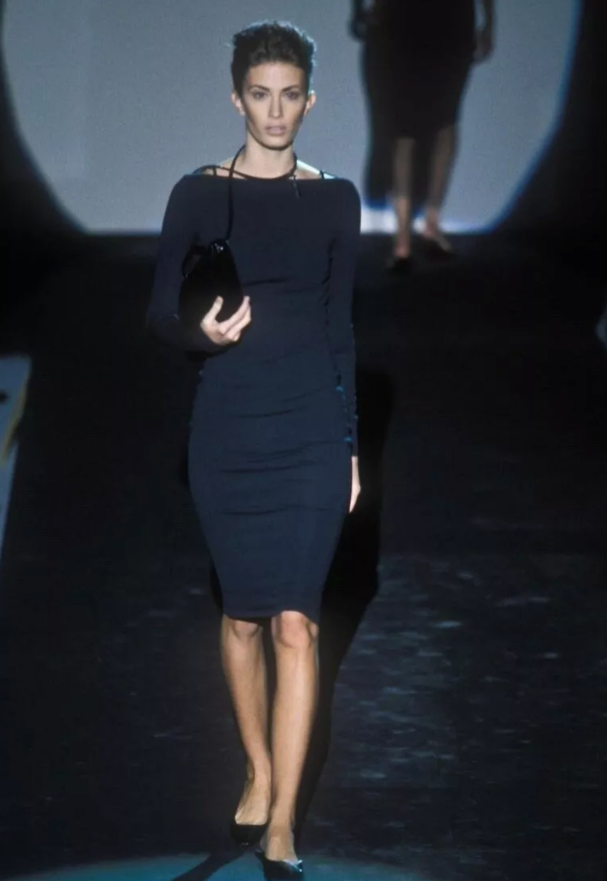 S/S 1998 Gucci by Tom Ford Runway Bodycon Midi Dress Leather Straps
