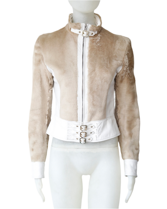 Dolce & Gabbana leather and fur biker jacket hi