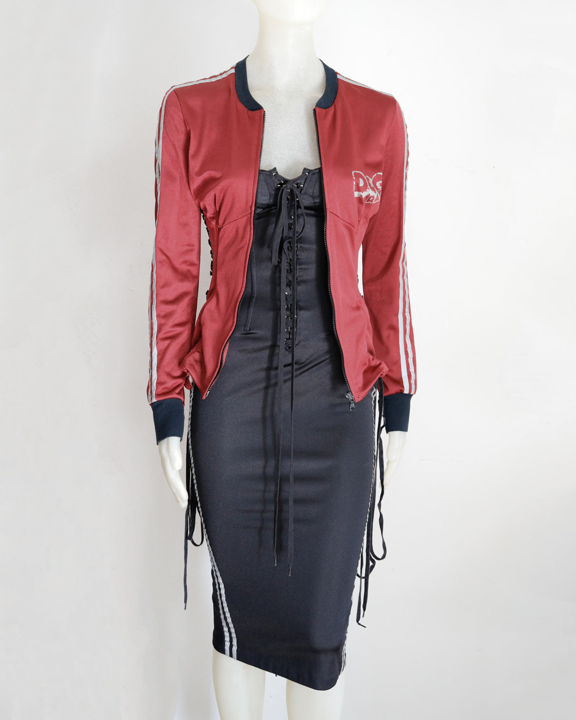 Vintage Dolce and Gabbana lace up corset dress and Jacket