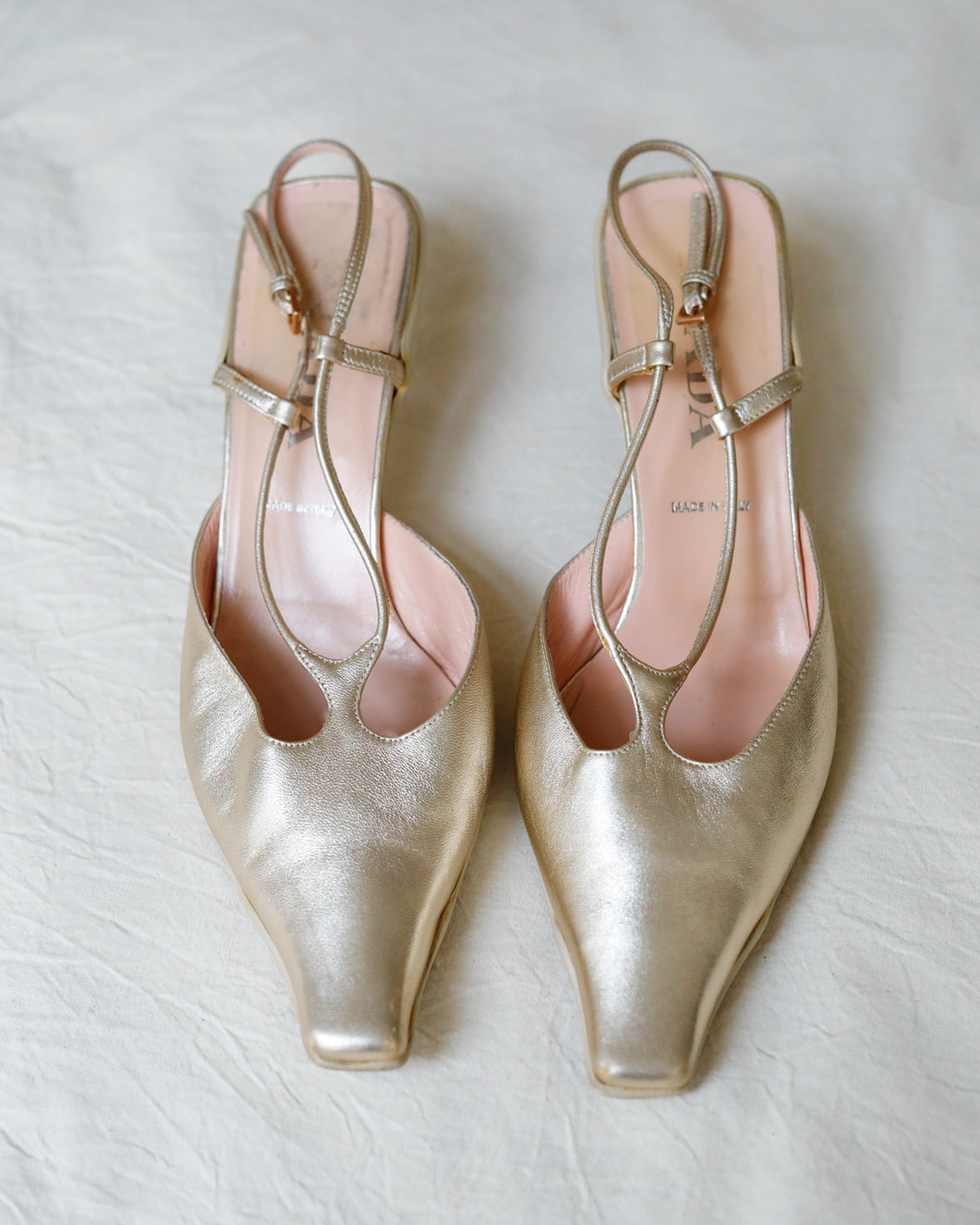 1990s Prada Golden Slingbacks
