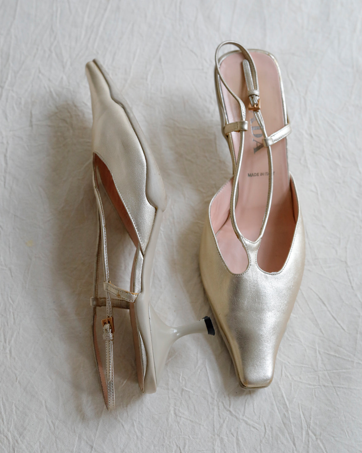 1990s Prada Golden Slingbacks