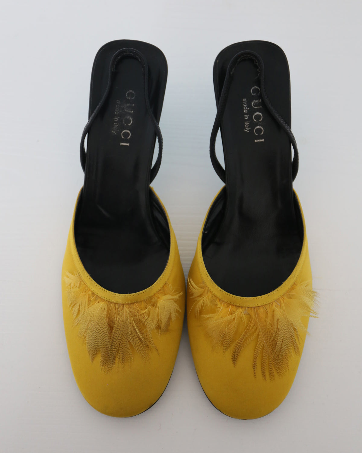 Gucci Tom Ford runway Spring 1999 Silk Feather Mules