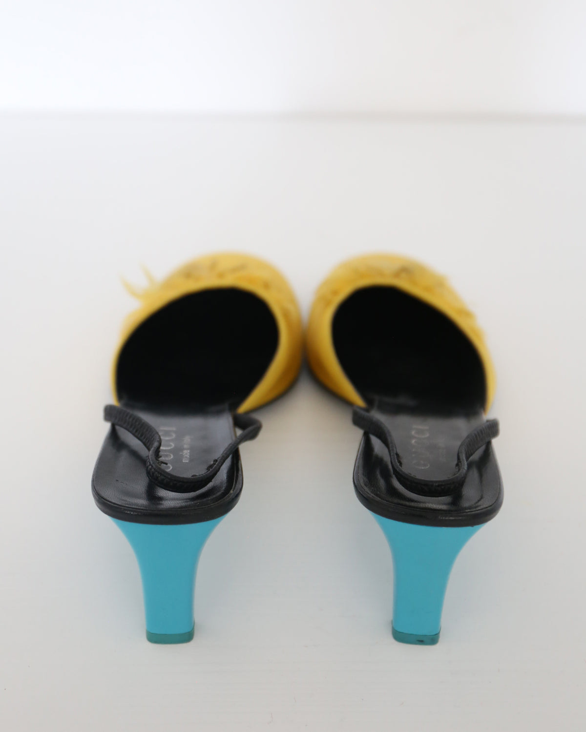 Gucci Tom Ford runway Spring 1999 Silk Feather Mules