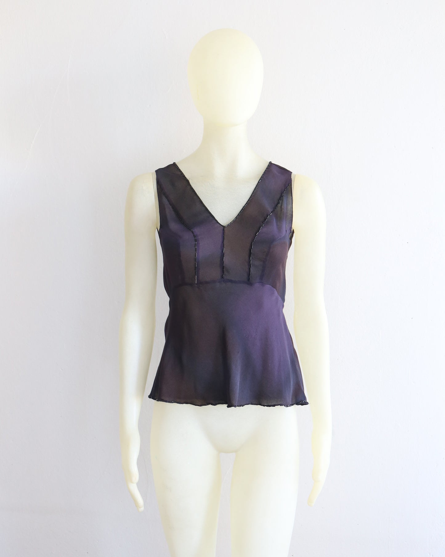 Prada Fall 1998 embroidered silk Blouse