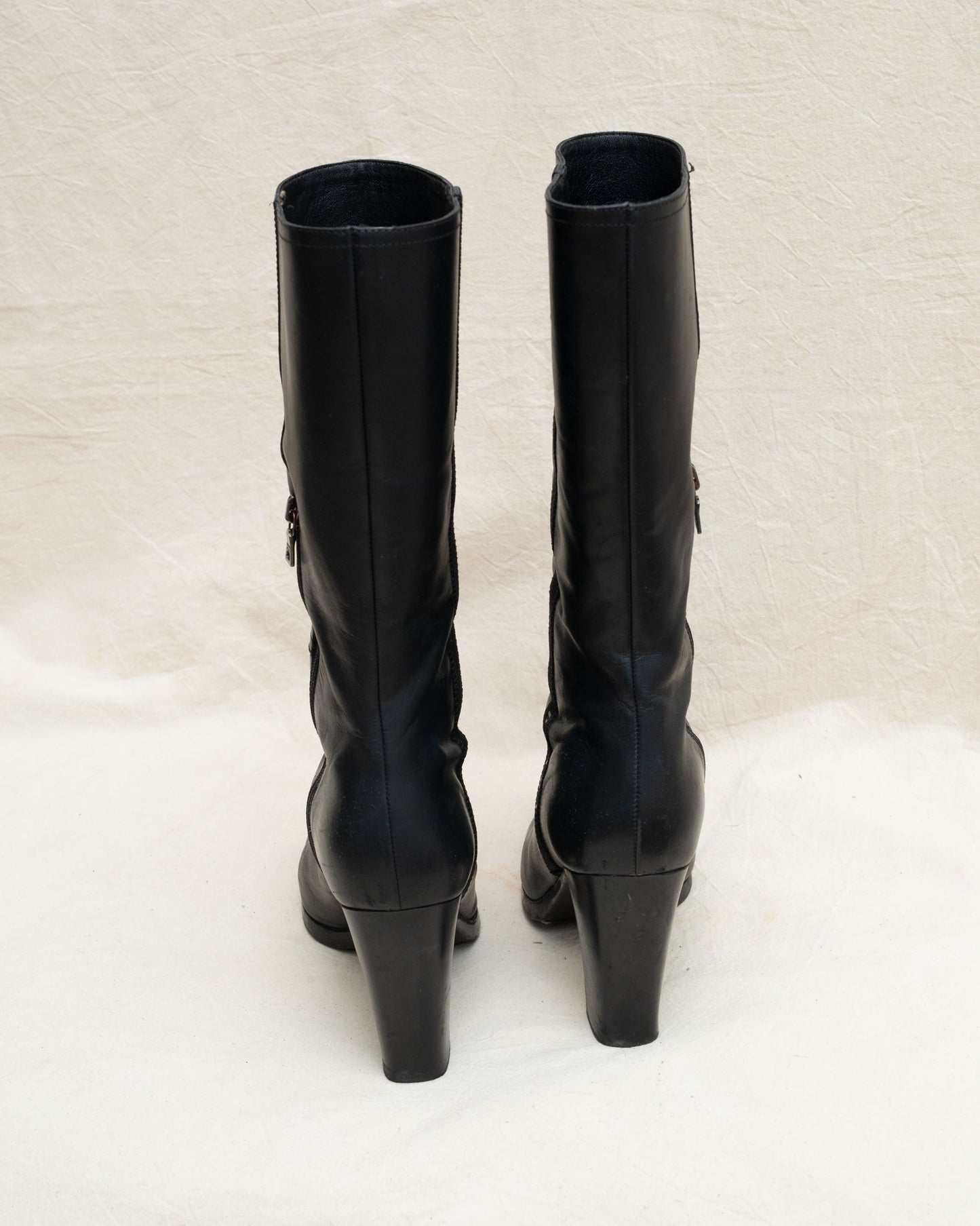 Black leather Prada Boots