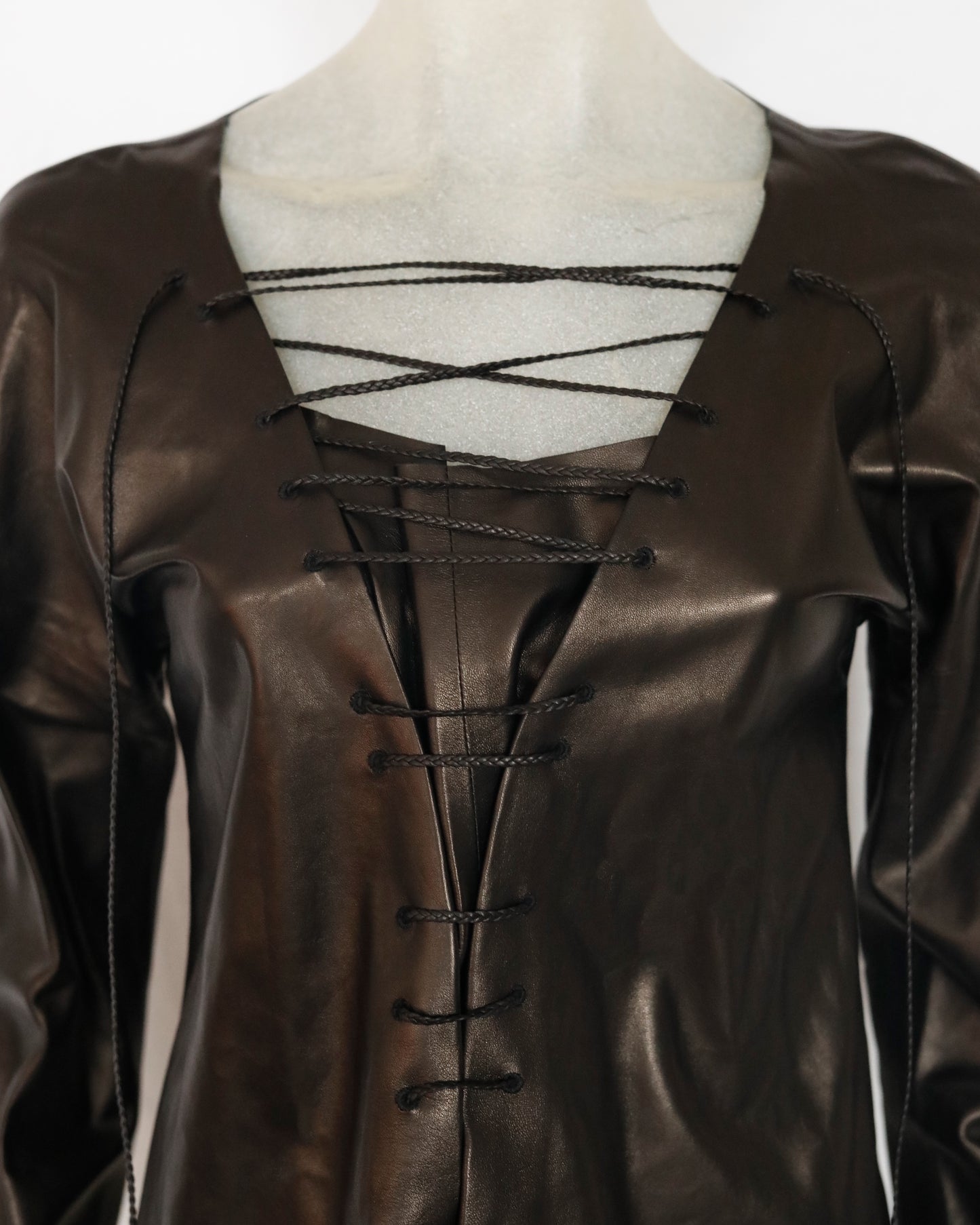 FW 2002 Gucci by Tom Ford Leather Blouse