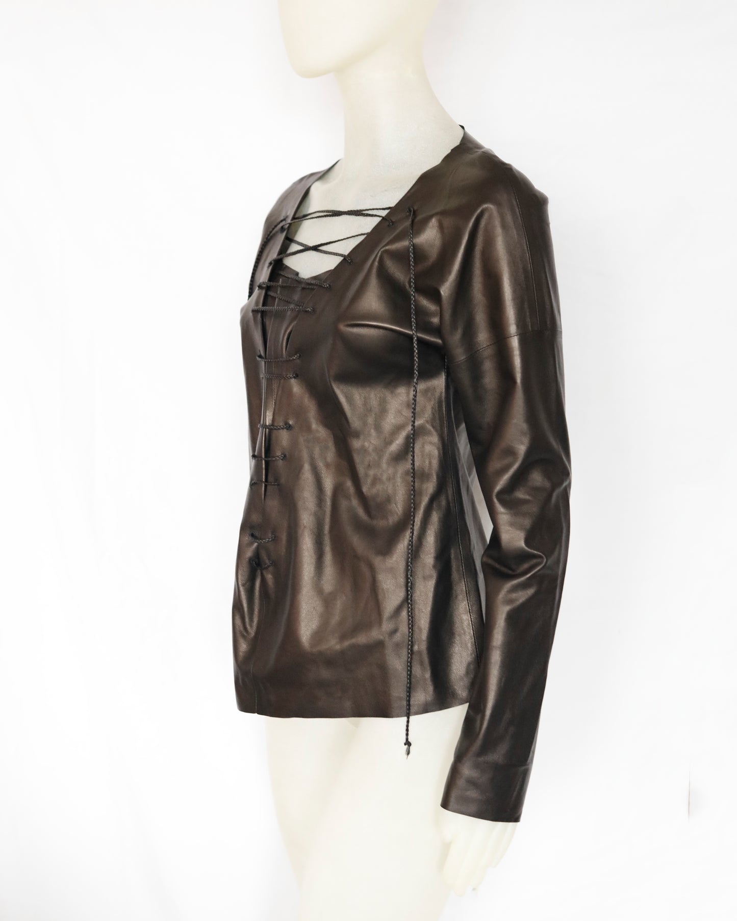 FW 2002 Gucci by Tom Ford Leather Blouse