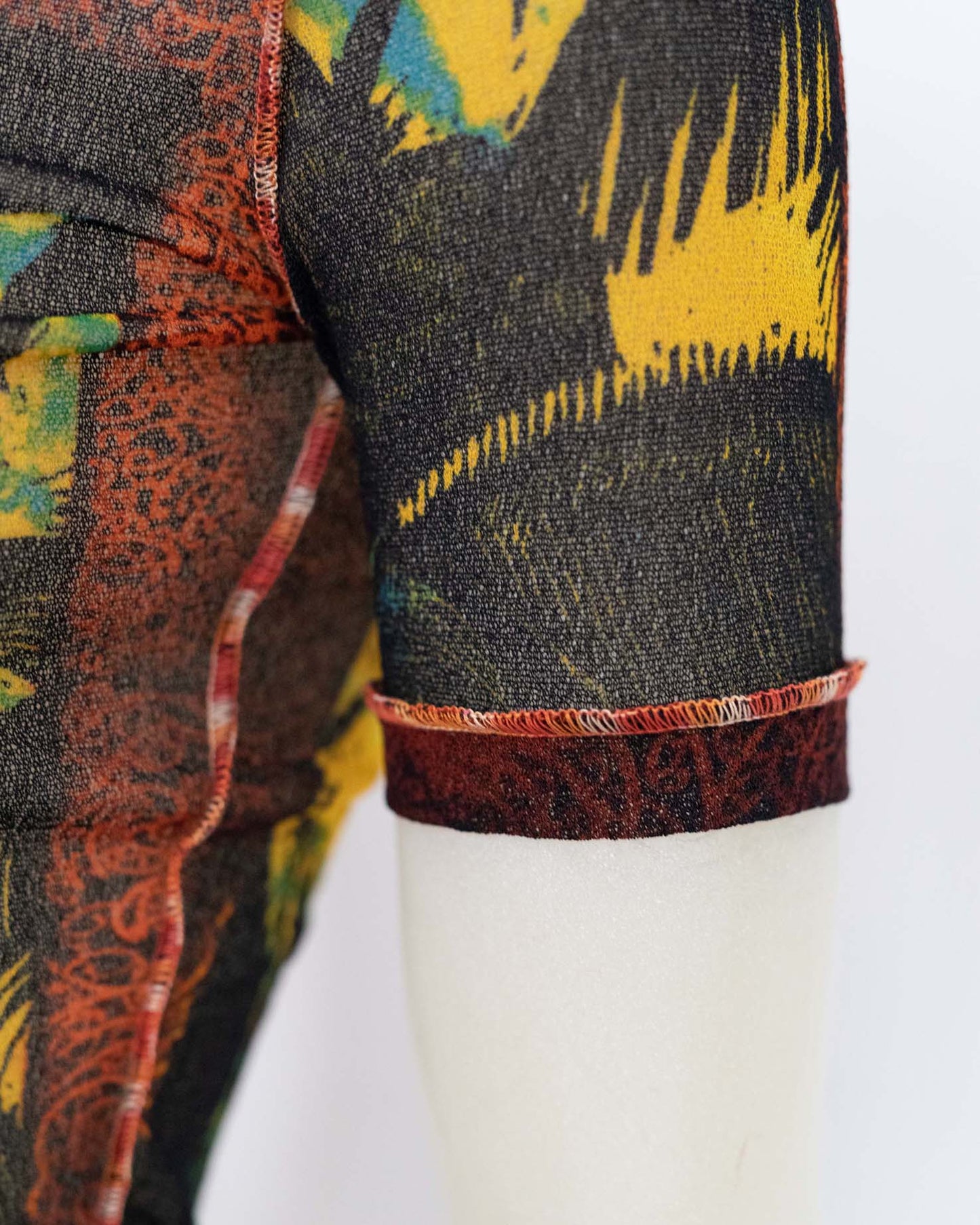 Jean Paul Gaultier Classique S/S 2000 Abstract Psychedelic Print Sheer Mesh Top