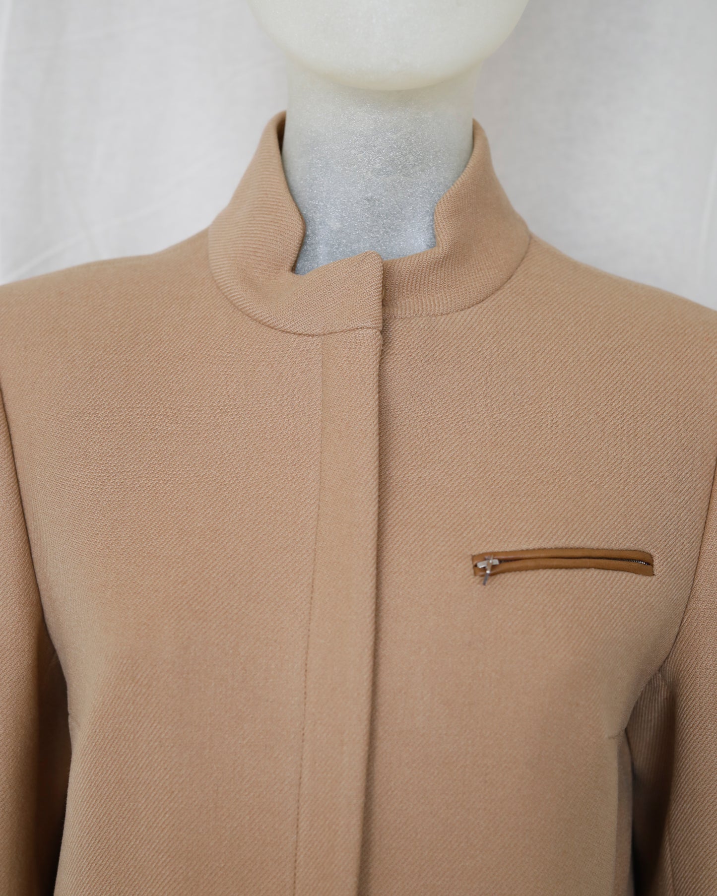 FW 1999 Prada Wool Coat with leather applications
