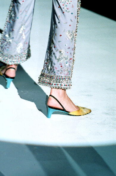 Gucci Tom Ford runway Spring 1999 Silk Feather Mules